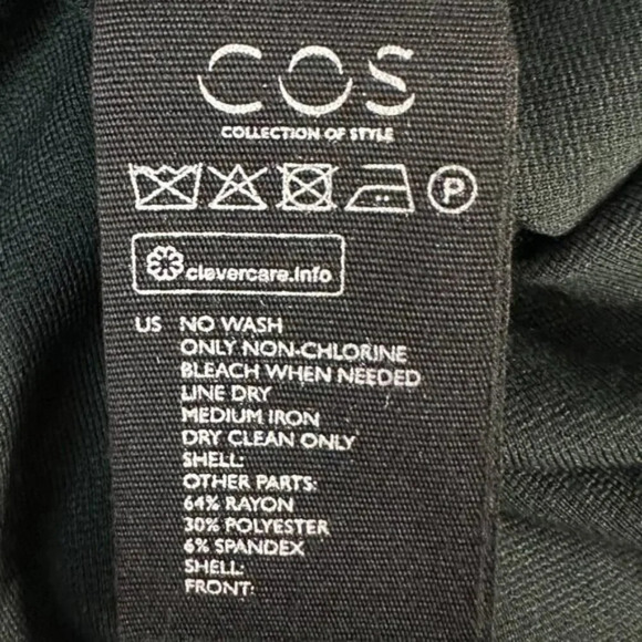 COS Wool Cotton Blend A-Line Long Sleeve Shift Jersey Dress Wool Panel Green M - Picture 14 of 16